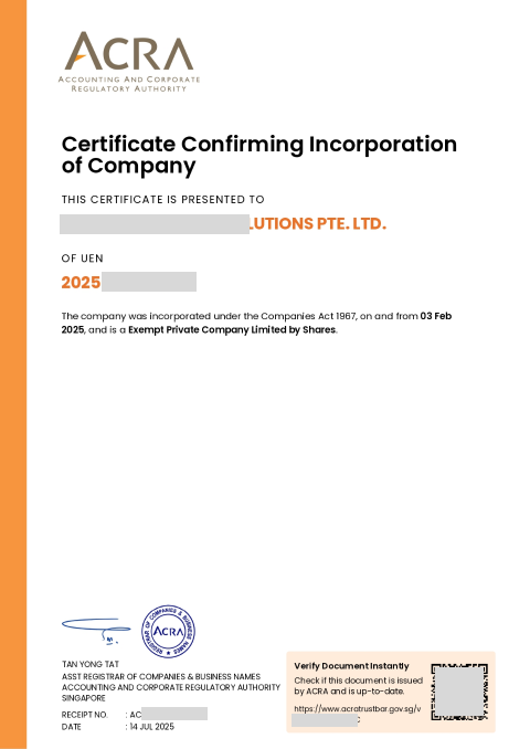 ACRA corporate service provider certificate