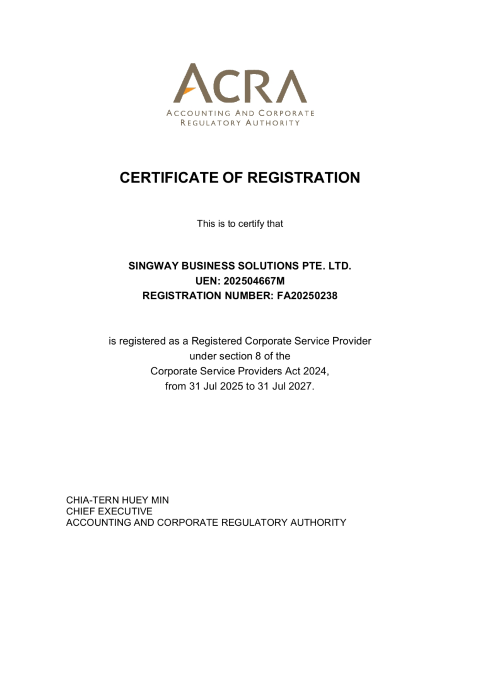 Singapore registration certificate
